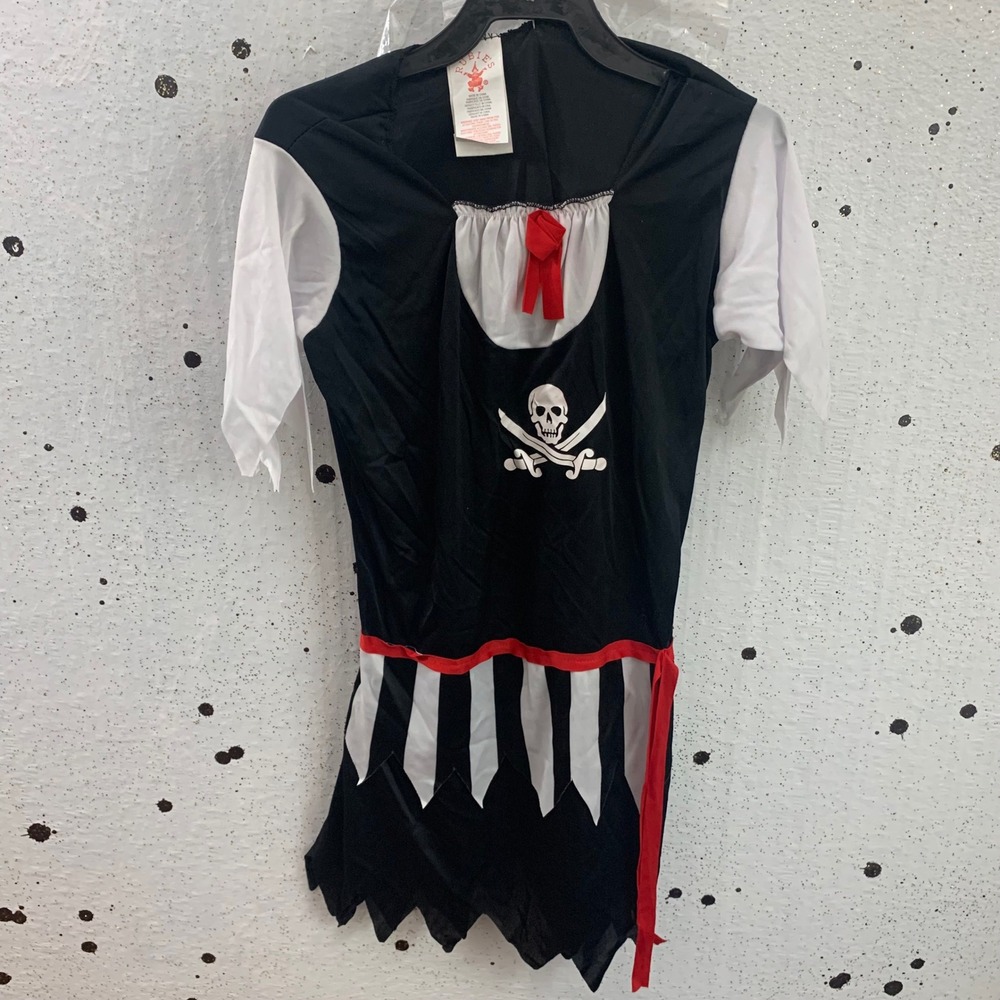 Rubies Pirate Girl Costume Dress Black White Red Skull Crossbones Large 640408